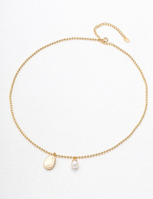 Sterling silver simple pearl clavicle chain