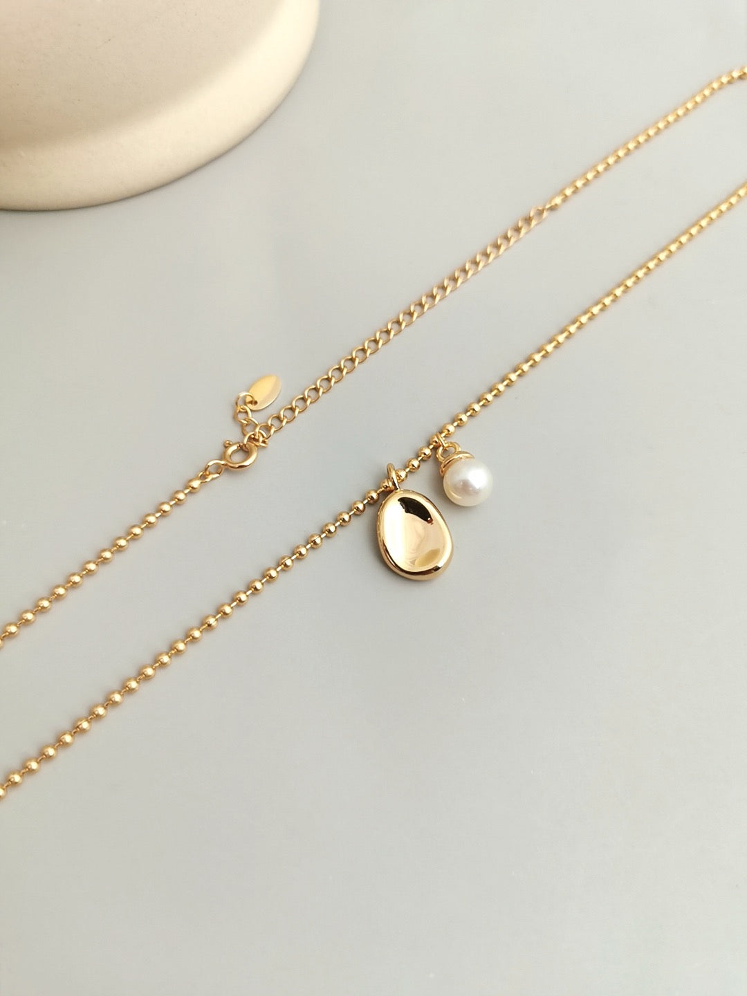 Sterling silver simple pearl clavicle chain