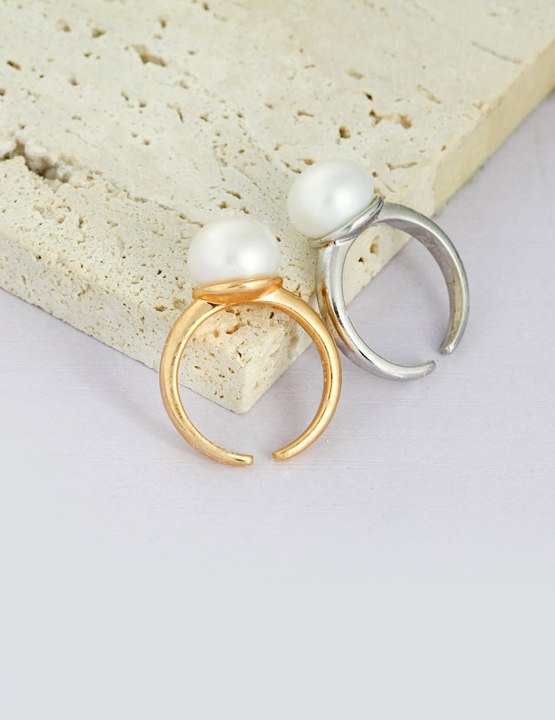 Sterling silver Pearl open ring (adjustable)